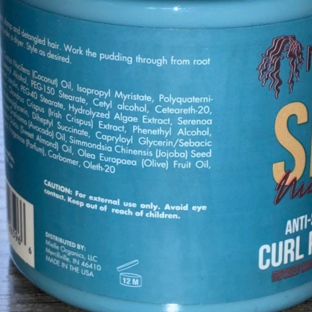 Mielle Sea Moss Anti-Shedding Curl Pudding Hair Styling Cream 8oz Blue Jar